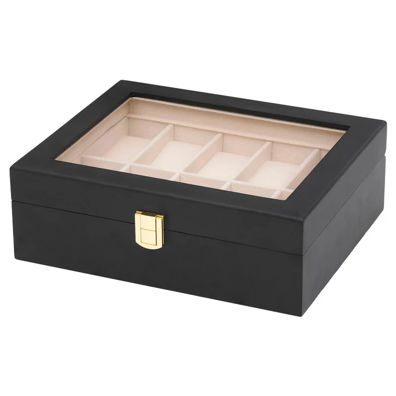 Black Wood Case 10 Watches for Men - Watch boxes