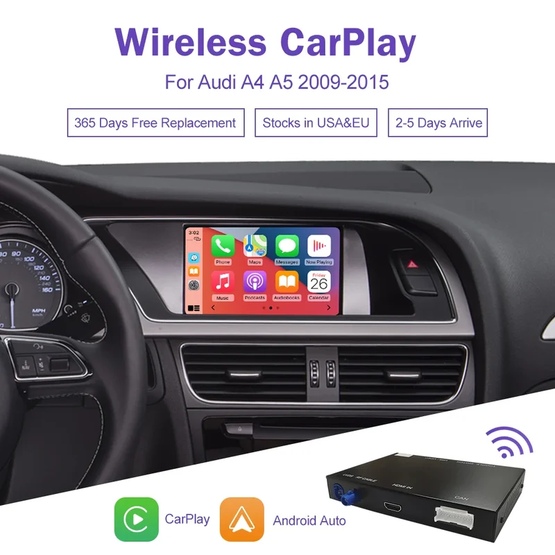 AliExpress - Drahtloses Carplay für Audi A4 B8 A5 Q5 2009–2015, unterstützt Apple Carplay Android Auto AirPlay Mirroring Rückkamera USB-Player