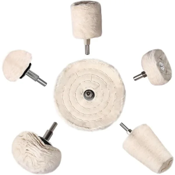 Drill Polishing Kit, 6 Pieces, Cotton Flannel Discs for Car Detailing