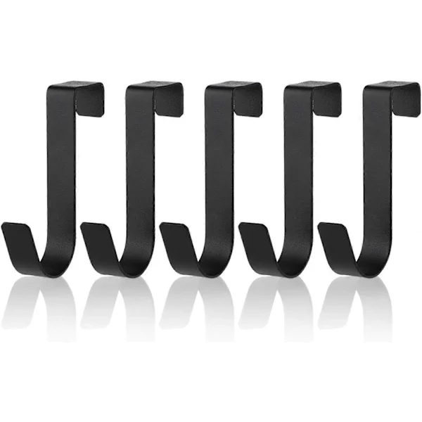 Towel Hook 5-pack Stainless Steel Waterproof Over Shower Door Hook for Bathroom Frameless Glass Door 0.82(2.1cm) Hanging Towels, Matte Black [DB]