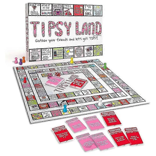 Tipsy Land Brettspill, Drikkespill for fester, Unike områder for å utfordre venner