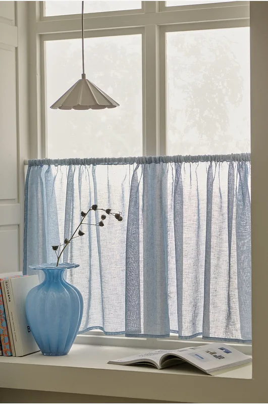 &Home - Cafégardin Mila - Blå - Hissgardiner - 68X250 - Från Homeroom