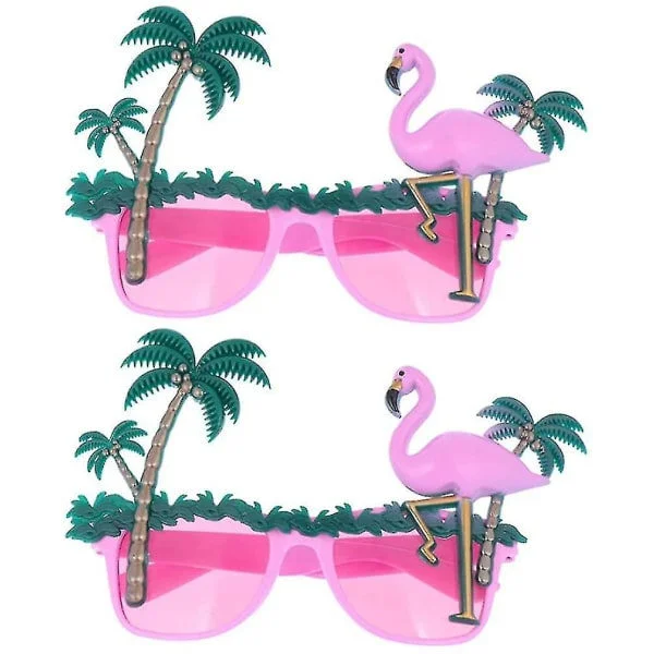 2 stk Hawaii Solbriller Kreative Kokospalme Flamingo Foto Props Briller Briller Til Strand Hawaii Fest Sommer (Pink) (FMY)