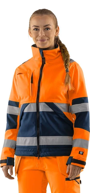 Arbetskläder Fristads Dam Varsel softshell-jacka 4183 WYH klass 2, dam, Varsel Orange/Marinblå
