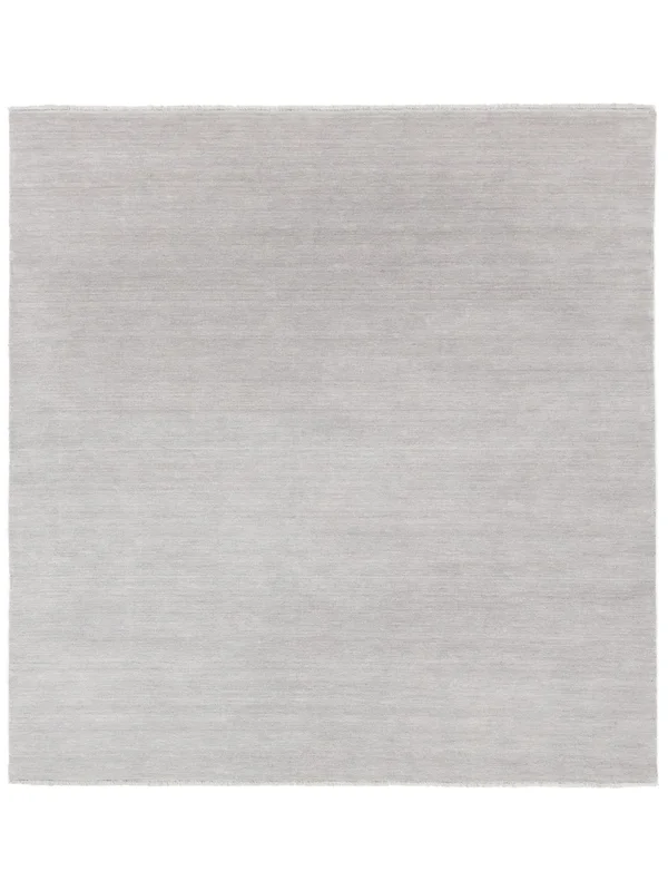Large Handloom Fringes Rug - Silver Grey 250X250 Wool, Modern Style
