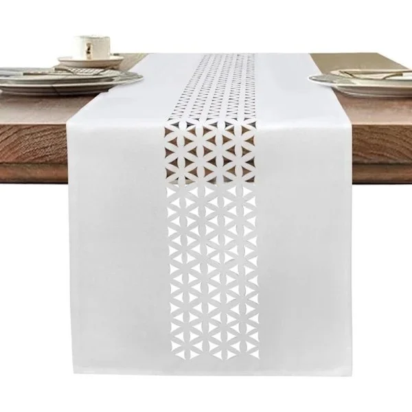 Link Moderne Hvit Bordløper Chemin 183 x 35 cm Duk Kombinerer Utseende og Vaskbarhet for Matbordsdekorasjon, Restaurant, Julefest.