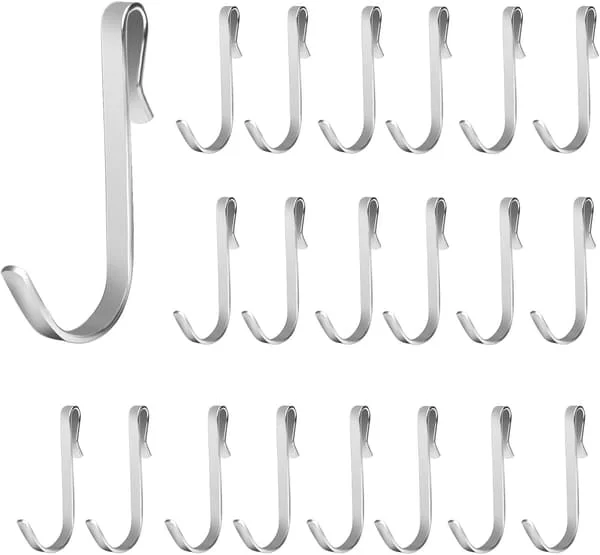 20 stycken små S-krokar för upphängning, S-krokar i rostfritt stål, multifunktionella krokar, mini S-krokar, små platta krokar för badrum