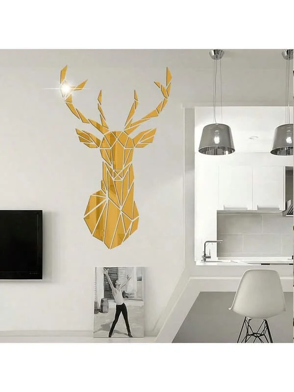 3D Mirror Wall Decor, Self-Adhesive Acrylic Mirror for DIY Home Decoration Gold