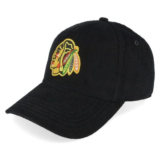 American Needle - NHL - Black - adjustable - Cap - Chicago Blackhawks Corduroy Valin Black A-frame Adjustable - Hatstore