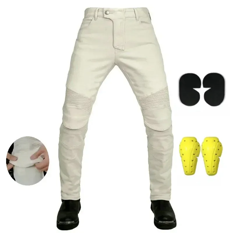AliExpress - Volero moto pantalon de Protection équitation Motocross chevalier quotidien cyclisme Protection jean motard pantalon droit ample blanc