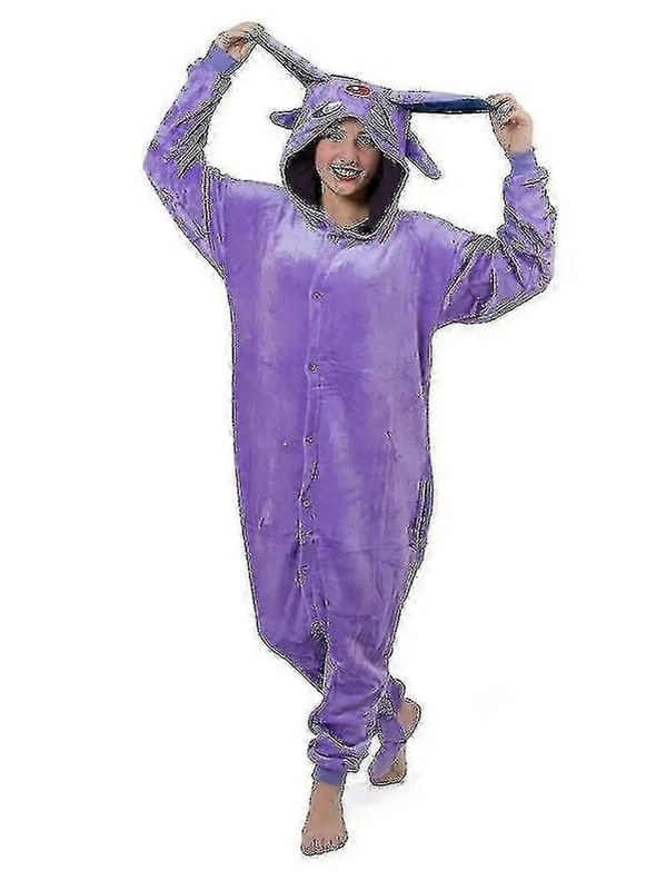 Tegneseriefigurer Unisex Onesie Kostyme Hettegensere-C Lilla Smurf