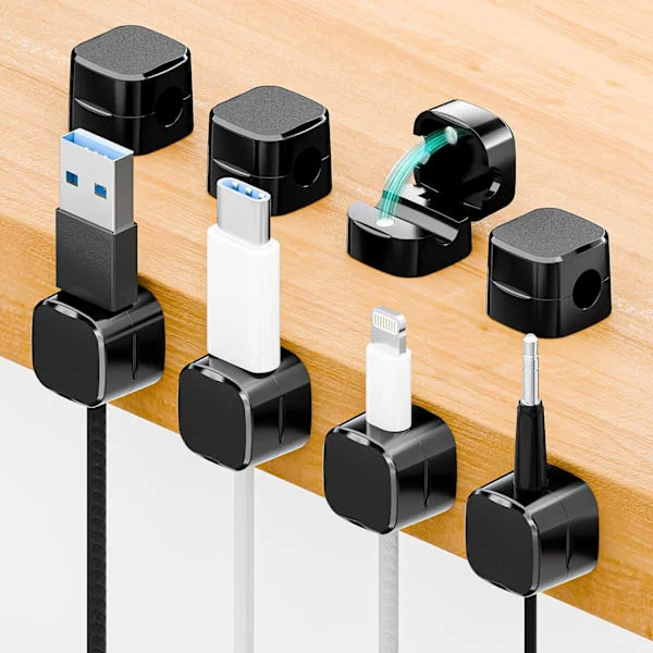 Cable Clips, 8 Pcs Magnetic Cable Organizer with Adhesive, Cable Management Clips, for USB Charging Cable