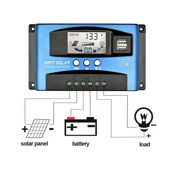 MPPT solcellsregulator 100A 12V/24V solenergi laddning och urladdning LED gatubelysning intelligent styrenhet