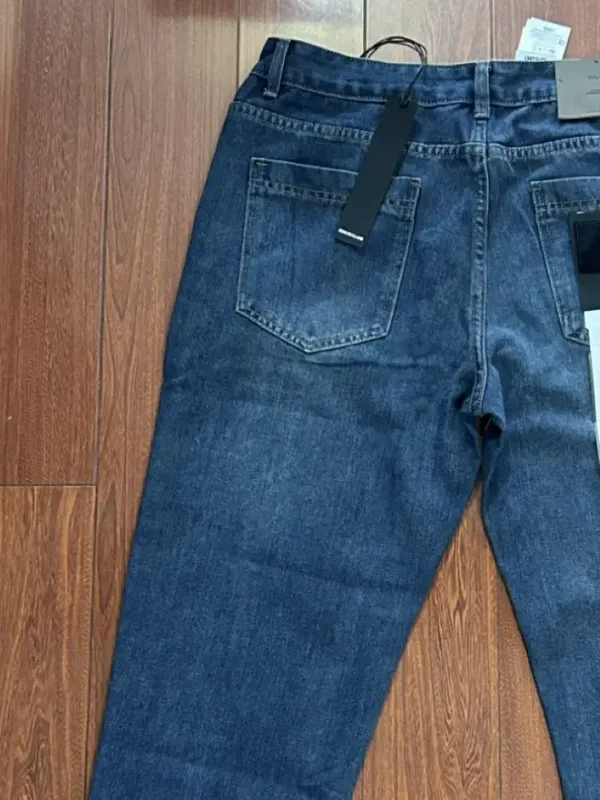 AliExpress - Jean en denim coupe droite extensible pour homme, style rétro délavé, avec bouton Compass, collection quatre saisons 2026, décontracté et