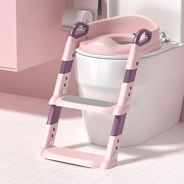 Pottestol for baby og småbarn - Justerbart toalettsete med sklisikring og stige - Rosa Multicolor Multicolor Pink