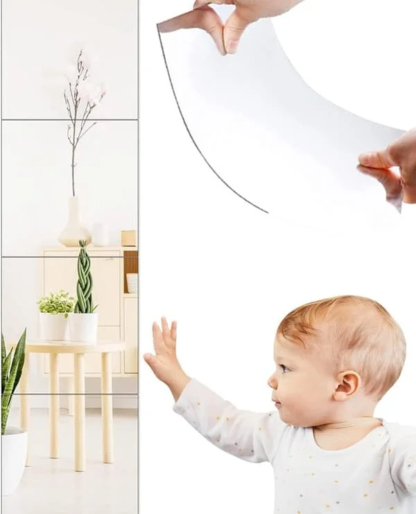 Lollanda 4-pack Self-Adhesive Wall Mirror - Mirror Film, Adhesive Mirror, Mirror Tiles, Self-Adhesive Mirror
