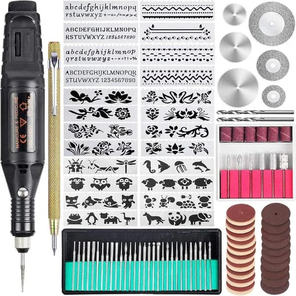 108-delars gravyrsats, multifunktionell sladdlös gravyrpenna, DIY roterande verktyg för smycken, glas, trä, metall