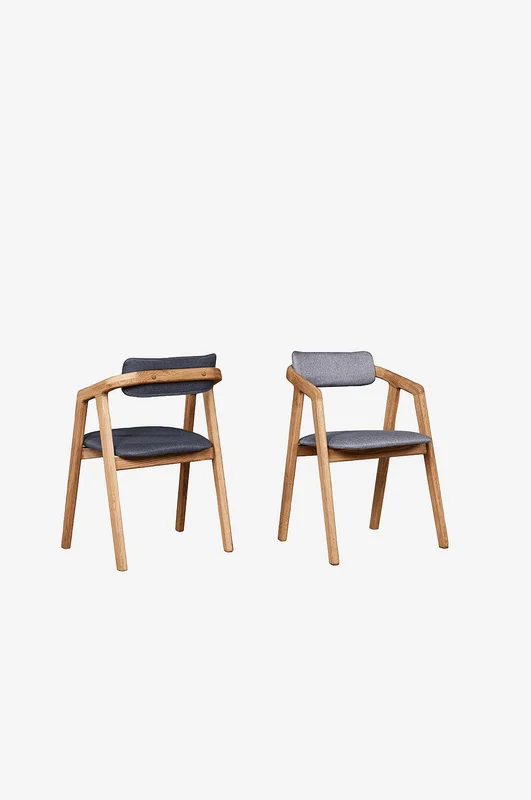 Wood Furniture - Matstol set om två Alfa, ek, mörkgrå - Brun - Stolar - Från Homeroom