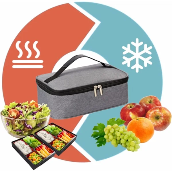 Liten lunsjpose, Mini bærbar isolert kjølebag lunsjboks grå