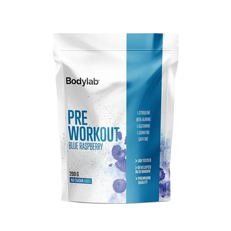 Spar 25% • Køb 2, Bodylab Preworkout Blue Raspberry 200 g, Sport & Velvære, Protein & Energi, Aminosyre