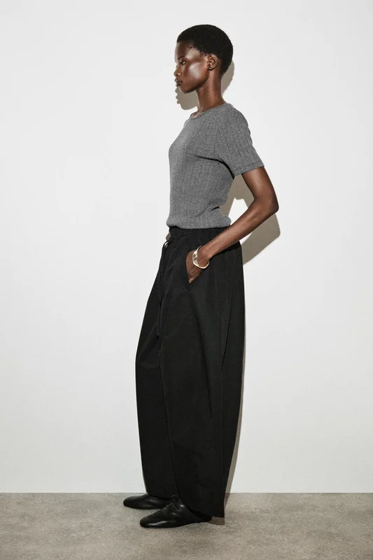 COS Elasticated Barrel-Leg Trousers in Black - Women