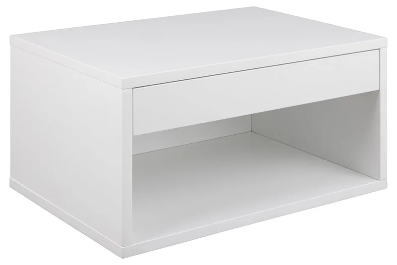 Cholet sengebord, væghængt, hvid | 50cm - 50x35x24,3cm med opbevaring - Moderne design, perfekt til soveværelset - Elegant og praktisk løsning