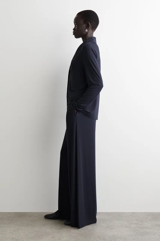 COS Fluid Jersey Wide-Leg Trousers in Blue - Women