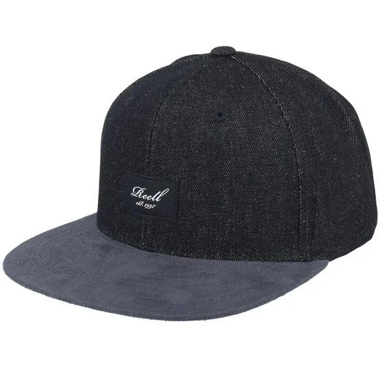 Reell - Zwart snapback Cap - Suede Cap Black Denim Snapback @ Hatstore