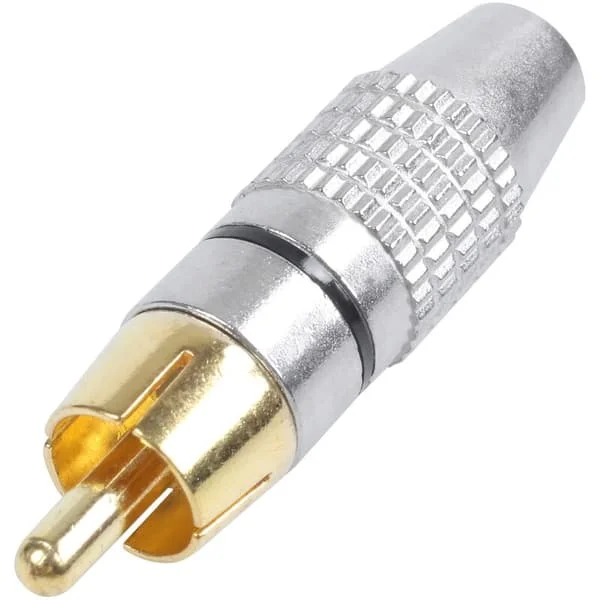 2 st RCA-plugg hane ljud phono guldpläterad lödkontakt adapter guld + silver
