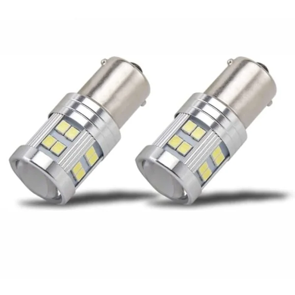 1156 Ba15s LED-lampa P21w 5W DC 12V-24V. Enkelkontaktlampa. Kallvit 6000K. Används för backljus, varselljus och varselljus. Förpackning med 2