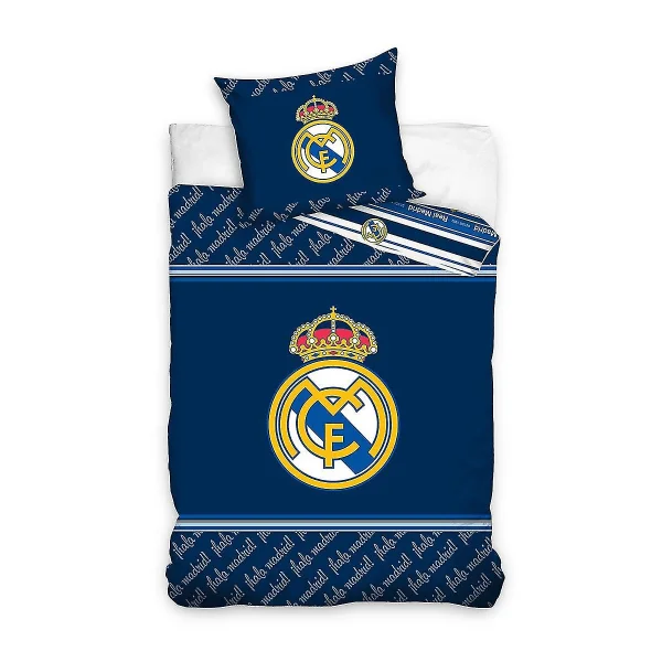 [RM]Real Madrid Club Emblem 100% Bomull Enkelt Påslakanset med Örngott-FS-