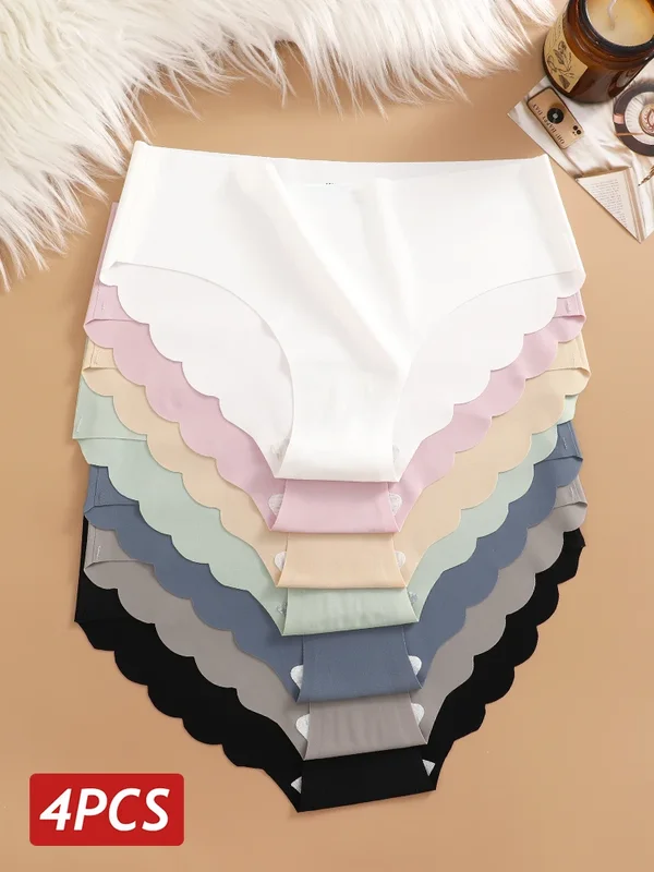 AliExpress - Culottes en soie glacée sans couture 4 pièces/ensemble Culottes pour femmes Couleur unie Sous-vêtements élastiques Femme Ultra fines Sans