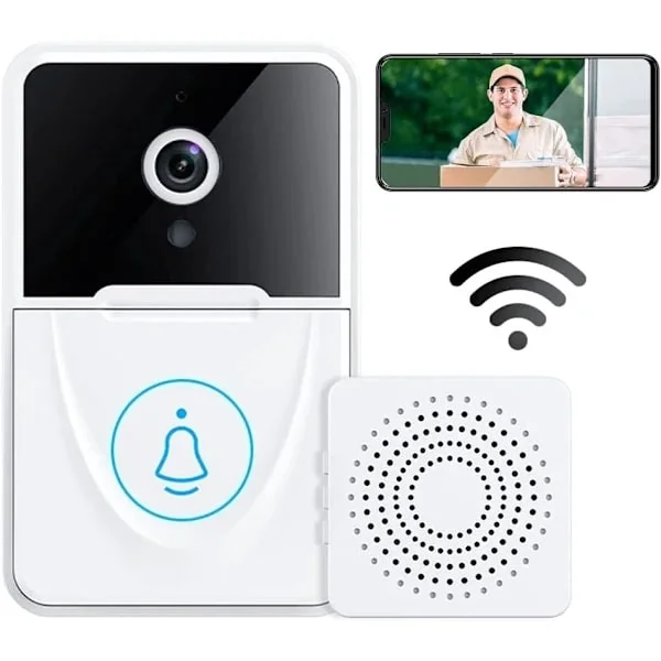 Video dørklokke med kamera, trådløs WiFi video dørklokke med ringeklokke