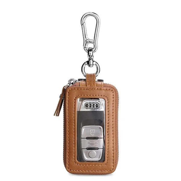 Genuine Leather Key Case, RFID Blocking Car Key Holder with Multifunctional Keychain coffee coffee