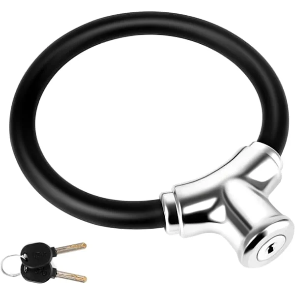 Bicycle Lock Small Bicycle Ring Lock with 2 Keys Portable Bicycle Cable Steel Lock Cable High Security Anti-theft Bicycle Lock Scooter