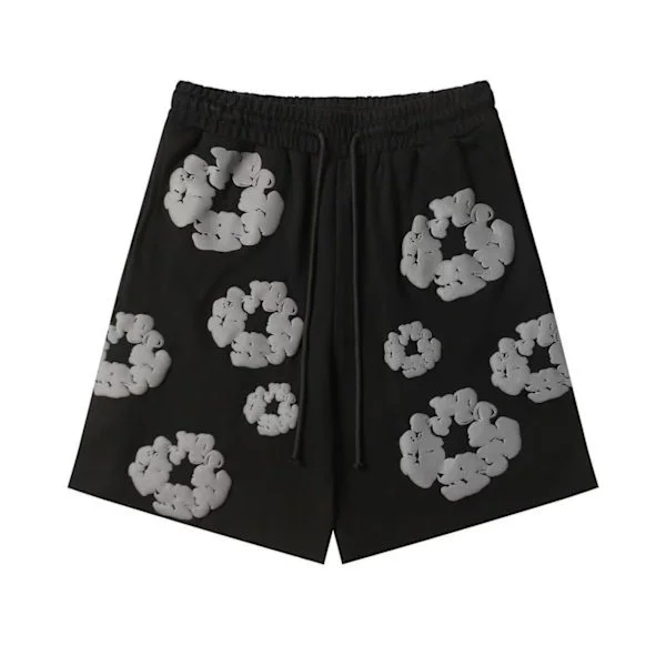 Denim Tears Shorts för män och kvinnor i streetstil, hiphop, vardagliga shorts, grå 1, storlek M