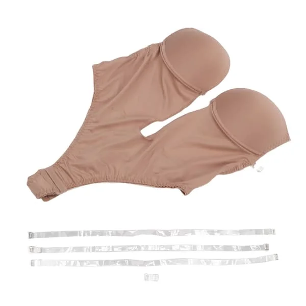 One Piece Underwear Rygglös Stretchig Andningsbar Push Up Dam Bodysuit med Genomskinliga Remmar för Klänning med Låg Rygg Mörkbrun
