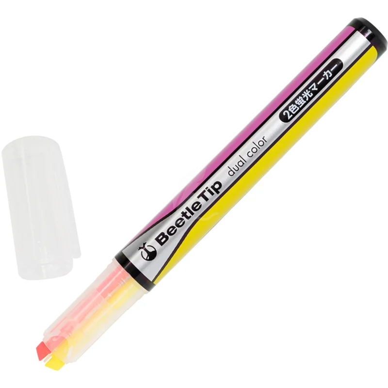 Kokuyo Overstregningspen tofarvet Gul/Pink