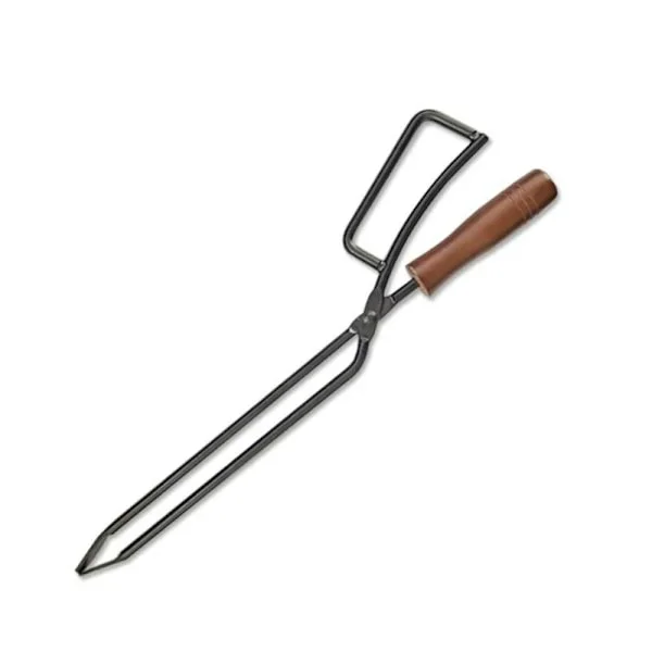 Grill Kull Klype Jern Anti-Skåld Treholder med Lærdeksel Utendørs Camping BBQ Peis Ildtang