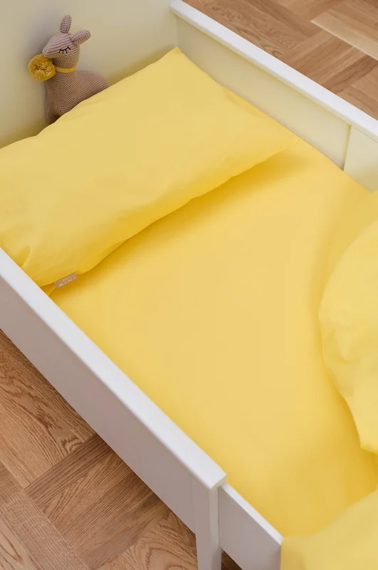 Jotex - ZACK MINI muotoonommeltu lakana pinnasänky orgaaninen 60x120 cm Sitruunankeltainen - Osta Aluslakanat Jotex