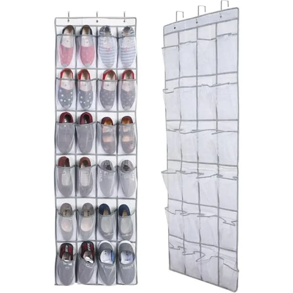 1 pc Over-the-Door Shoe Rack, Hanging Storage Bag with 24 Pockets, Hanging Shoe Organizer