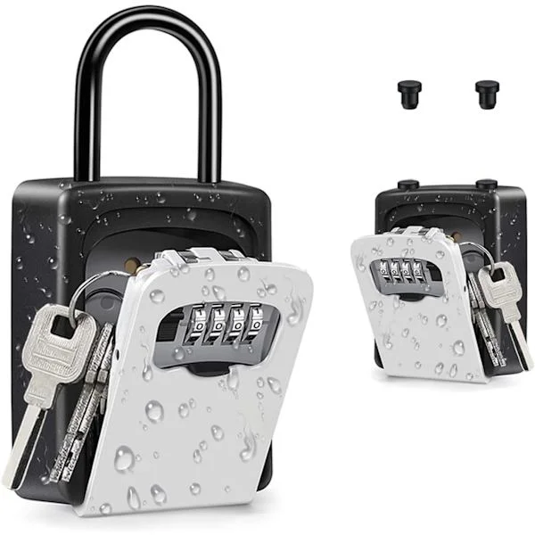 Portable Key Box, Padlock Key Box with Removable Shackle, Wall Mount Combination Key Lock Box Outdoor for Home, Up to 5 Keys (Grey)