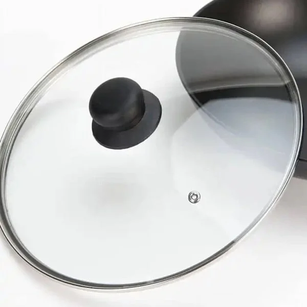 Erstatningsglasslokk for gryter og panner, ovnsikkert herdet glasslokk med ventilasjonshull, kraftig glasslokk med støtbestandig teknologi