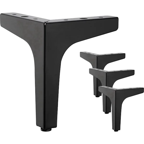 【BQ】Furniture Legs 4 pcs 10 cm, Black Metal Sofa and Couch Risers for Cabinets, Tables, TV Stands, Screws Included