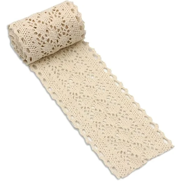 5 meter bredd 5,8 cm bomull virkad spets kantning trim band vintage stil beige spets band elfenben spets kant trim band för DIY
