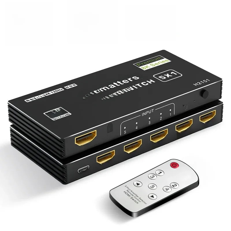 AliExpress - HDMI 2.1 Switch 4K 120Hz 4K 60Hz HDMI 2.0 Switcher Box HDMI 5/4/3 Port Switch mit Fernbedienung unterstützt HDR 4K CEC für PS5 Xbox HDTV