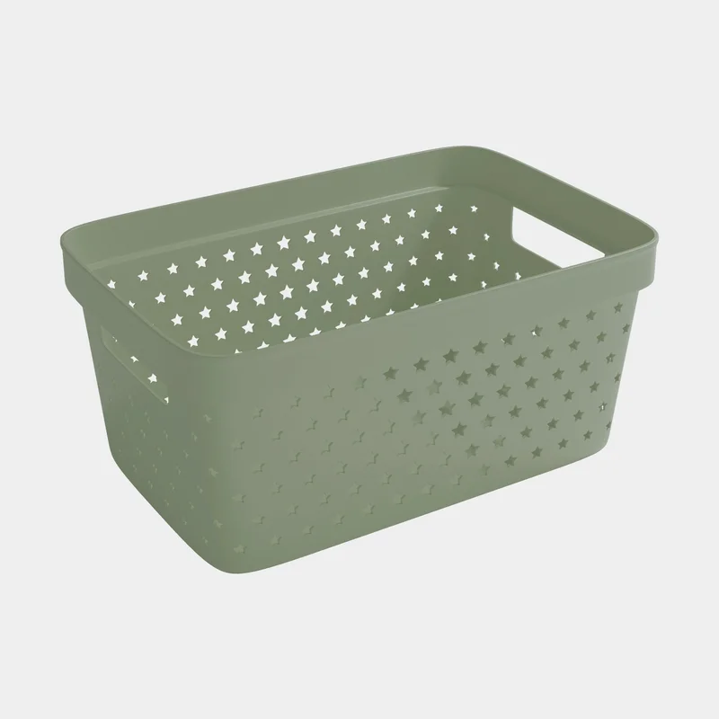Plastic storage basket Nordiska Plast Store It Star Basket, khaki green, 263 x 174 x 120 mm, 4.5 litres