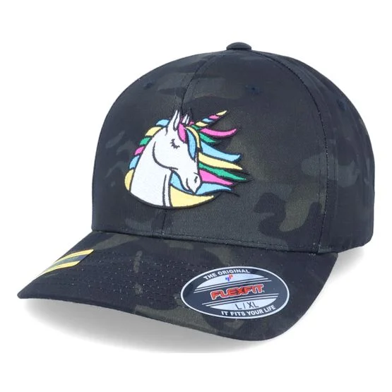Unicorns - Camo flexfit Cap - Rainbow Unicorn Black Camo Flexfit, Farbe: Black Camo, Größe: L/XL, Material: Flexfit