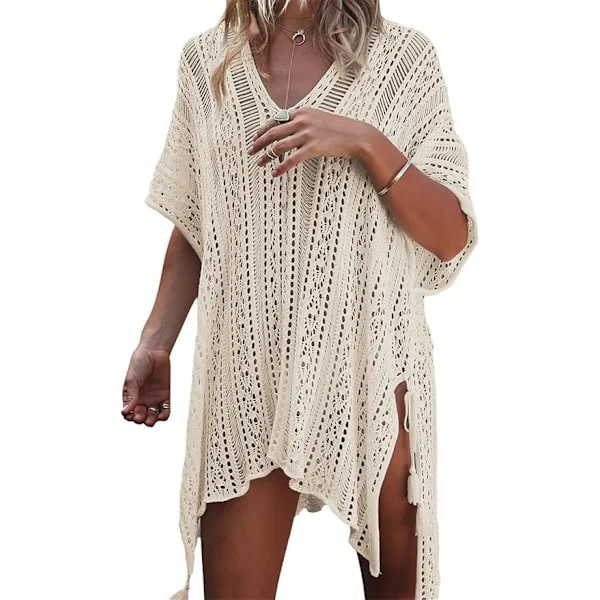 Dame Strikket Strandkjole Bikini Cover Up Sommer Strand Cover Up Bikini Bluse