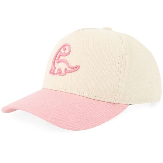 Kiddo Cap - Beige trucker Caps - Kids Brachiosaurus Pink Dino 3d Brachiosaurus Pink Dino 3d Stone/Light Pink Brim A-frame Adjustable @ Hatstore